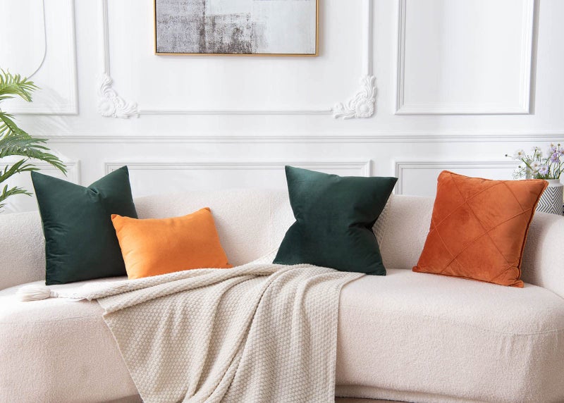 JUSPURBET Velvet Pillow Covers 20x20 inch Set of 2 Decorative Throw Pillow Covers for Couch Sofa Bed Soft Cushion Covers Cases with Hidden Zipper for Living Room Home Decor,Army Green - Image 5